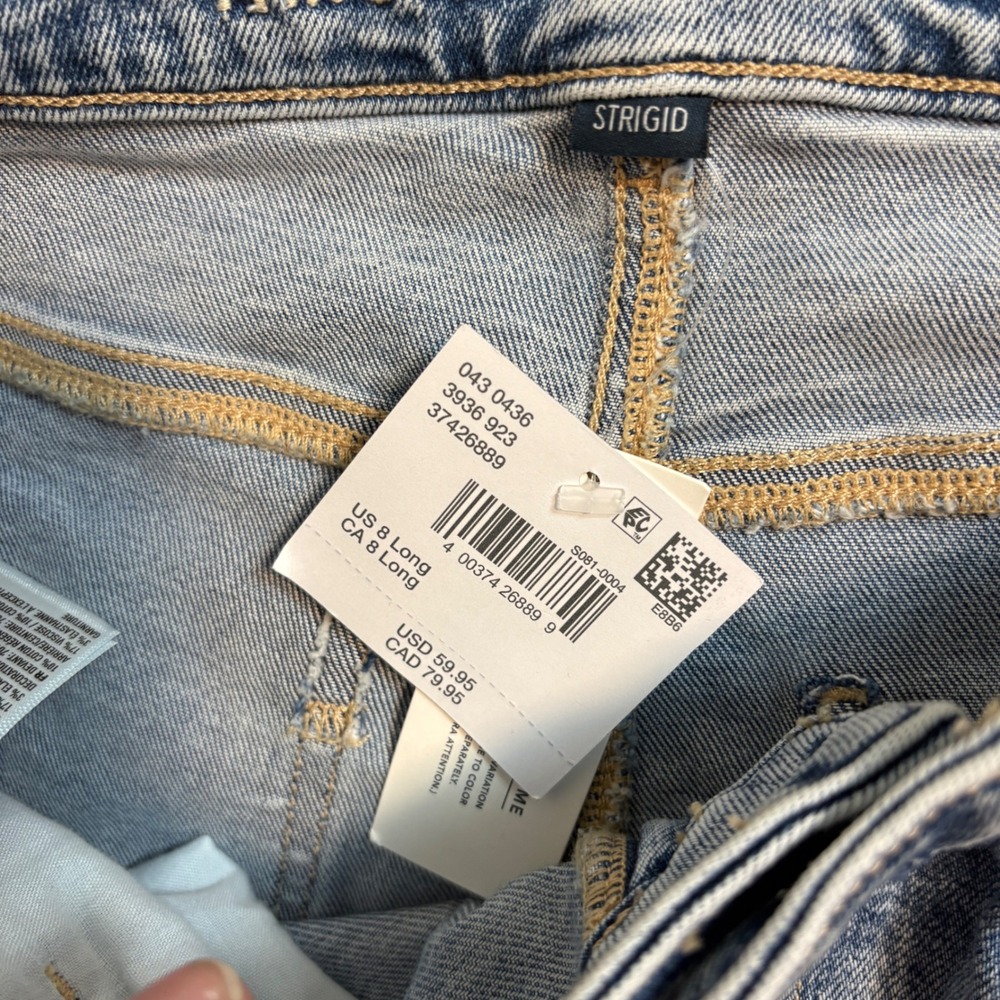 NWT American Eagle Strigid Mom Jeans Super High Rise Blown Out Blue 8 Long 29w - Picture 5 of 11